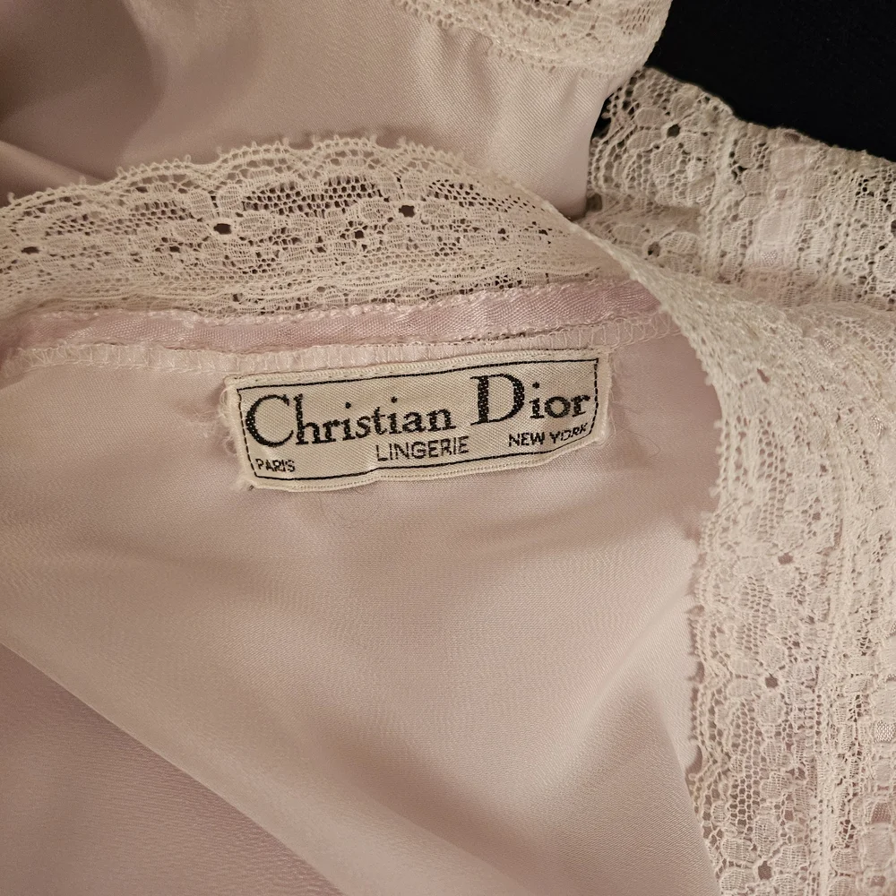 VNTG Dior Soft Pink Lace-Accented Long Robe - Picture 3 of 9